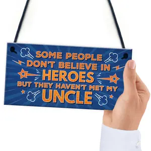 Red Ocean Uncle Is My Hero Novelty Birthday Christmas Family Gift Hanging Plaque Thank You Gift For Uncle Keepsake