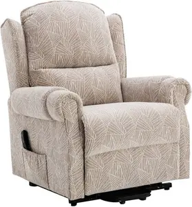 Winchester Dual Motor Riser Recliner Mobility Chair In Cream Brushstroke Fabric