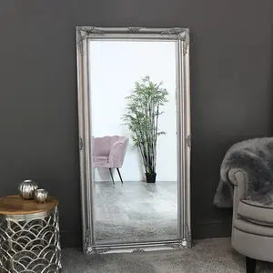 Melody Maison Large Ornate Silver Wall/Floor Mirror 158cm x 78cm