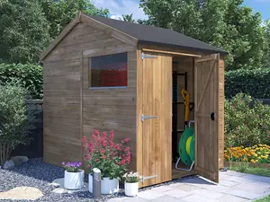 Dunster House Wooden Shed 1.8m x 2.4m Pressure Treated Outdoor Garden Storage Overlord Apex Roof With Window