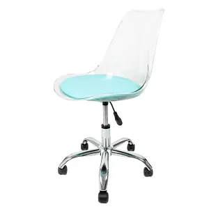 Soho Clear Plastic Dining Chair with Swivel Base Aqua