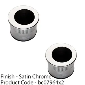 2 PACK - Small Recessed Sliding Door Flush Pull - 29mm Round 23mm Depth Satin Chrome