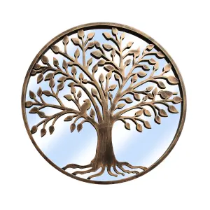 Tree of Life Mirror - Brushed Copper Garden Wall Art