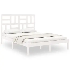 Berkfield Bed Frame White Solid Wood 120x200 cm