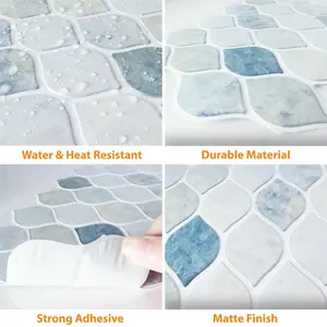 40 Pieces 30.5 x 15.4 cm 3D Tile Stickers Leaf Grey Stone