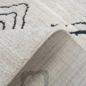 Cream Black Moroccan Berber Diamond Geometric Living Area Rug 120x170cm