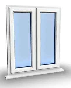 1245mm (W) x 1195mm (H) PVCu StormProof Casement Window - 2 Vertical Bottom Opening Windows -  White Internal & External