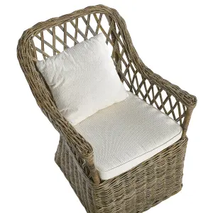 Set of 2 Garden Chairs with Cushions MAROS Rattan Natural