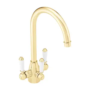 ENKI Valencia Gold Ceramic Lever Mixer Tap for Kitchen Sink