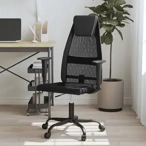 Berkfield Office Chair Black Mesh Fabric and Faux Leather