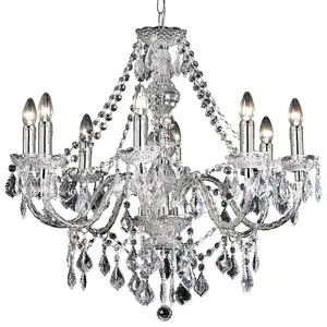 Ceiling Chandelier Pendant Light CHROME 8x Bulb Vintage Feature Lamp Holder