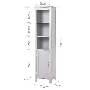 Storage Bathroom Tall Cabinet with Blind Door 161.5cm H x 40cm W x 30cm D