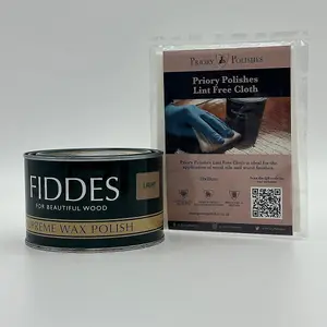 Fiddes Supreme Wax Polish, Light 400ml & Free Priory Polishes Lint Free Cloth