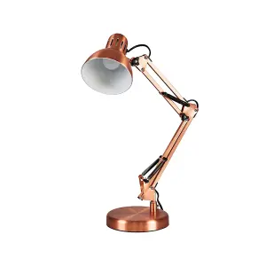 ValueLights Monda Retro Designer Style Adjustable Brushed Copper Metal Bedside Desk Table Lamp