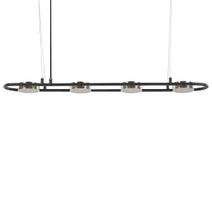 4 Light Metal LED Pendant Lamp Black and Brass MALI