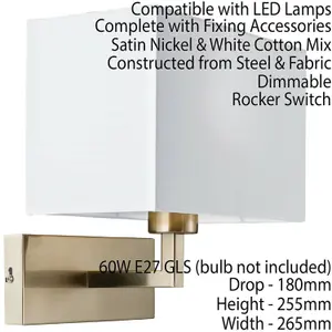 2 PACK Dimming LED Wall Light Satin Nickel & White Shade Sleek Rectangle Lamp