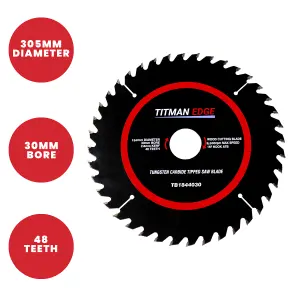 Titman Edge  TCT Medium Finish Mitre Saw Crosscutting Saw Blade 305mm, 30mm, 48 Tooth - TB3054830N