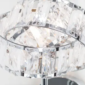 ValueLights Hudson Modern Single Chrome and Clear Acrylic Jewel Intertwined Rings Pull Switch Wall Light