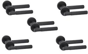 5 Pair Linear T-Bar Door Handles Matt Black Finish - Golden Grace