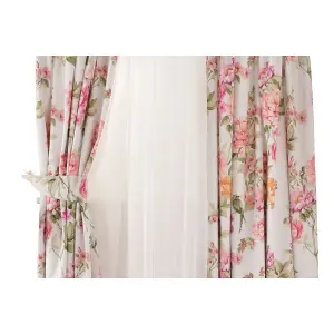 Belledorm Anisshka Curtains White/Pink/Green (66in x 72in)