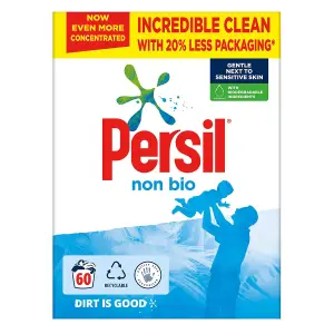 Persil Non-Bio Washing Powder with Biodegradable Ingredients, 60 Washes, 2Pk