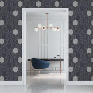 Fine Decor FD25547 Momentum Wallpaper, Navy