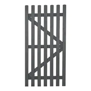 Grey Wooden Garden Fence Gate Single Swing Gate with Latch H 180cm x W 90cm