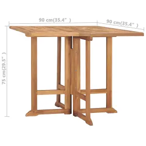 Berkfield Folding Garden Dining Table 90x90x75 cm Solid Teak Wood