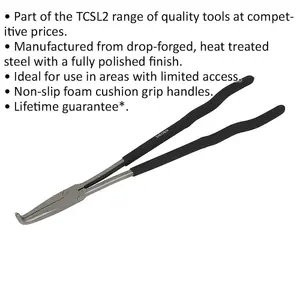 400mm Extra-Long 90 Degree Needle Nose Pliers - 70mm Jaw - Drop Forged Steel