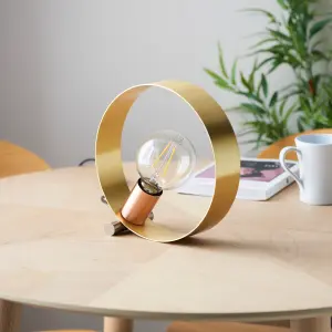 Loopa Satin Brushed Gold and Brushed Copper Contemporary Style 1 light Table Light