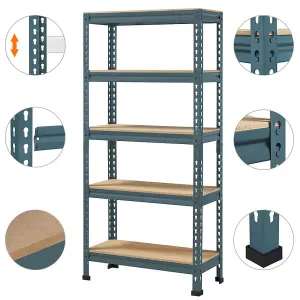 Yaheetech Neptune Blue Metal 5 Tiers Boltless Storage Shelf for Warehouse Home