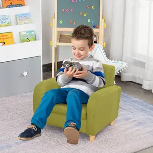 HOMCOM Child Armchair Wood Frame w/ Padding Seat Low-Rise Bedroom