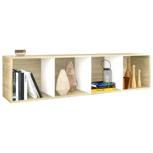 Berkfield Book Cabinet/TV Cabinet White and Sonoma Oak 36x30x114 cm Engineered Wood