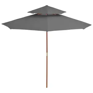 Berkfield Double Decker Parasol with Wooden Pole 270 cm Anthracite