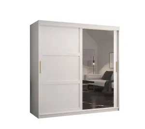 Ramiro II Contemporary 2 Sliding Door Wardrobe 9 Shelves 2 Rails White Matt (H)2000mm (W)1800mm (D)620mm