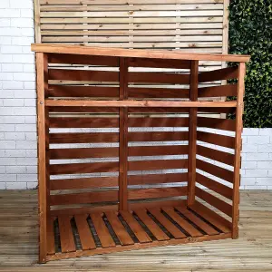 122cm x 122cm Large Wooden Outdoor Garden Patio Log Store Shed with Shelf