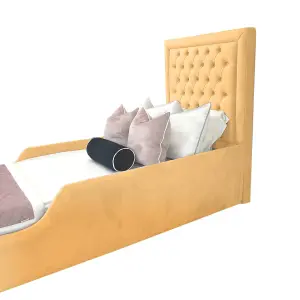 Royal Kids Bed Plush Velvet with Safety Siderails- Beige