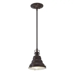 Elstead East Vale 1 Light Dome Ceiling Mini Pendant Palladian Bronze, E27