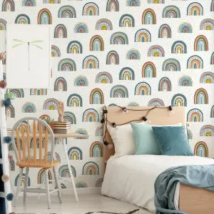 Fresco Multicolour Rainbow Smooth Wallpaper