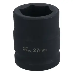 3/4" Drive 27mm Shallow Metric MM Impact Impacted Socket 6 Sided Single Hex