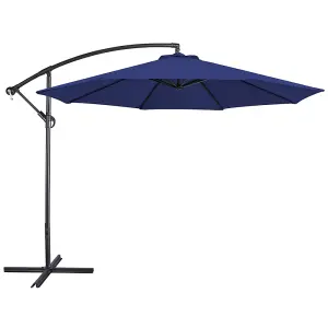 Yaheetech Navy Blue 3m Patio Offset Umbrella Outdoor Parasol with Crank