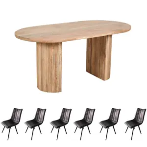 York Mango Light Mango Wood Dining Table Set 170Cm With 6 Chairs