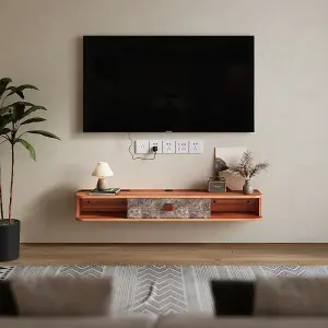 Brown MDF Framed Sideboard TV Stand TV Unit with Easy Cable Access H 1200x D 240x H 160mm