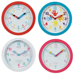 Children's Bedroom Nursery Learn To Tell The Time Clock Easy to Read Boy Girl 357609 - White