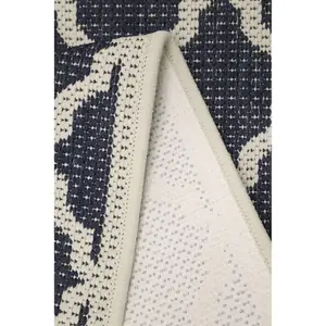 Melrose Trellis Gel Flatweave Blue Medium Area Rug 080/150cm