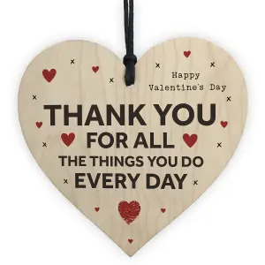 Valentines Day Gift Wood Heart Gift For Him Her THANK YOU Girlfriend Boyfriend Gift