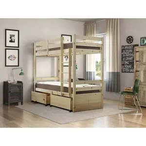 Emilio Single (3') Solid Pine Bunk Bed with Storage