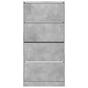 Berkfield Shoe Cabinet with 4 Flip-Drawers Concrete Grey 80x21x163.5 cm