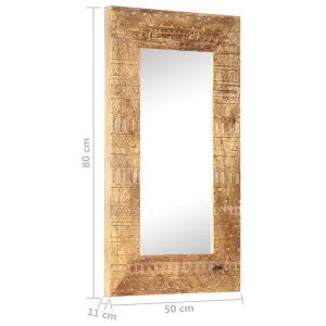 Berkfield Hand-Carved Mirror 80x50x11 cm Solid Mango Wood