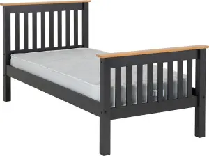 Monaco 3ft Single Bed High Foot End in Grey and Oak